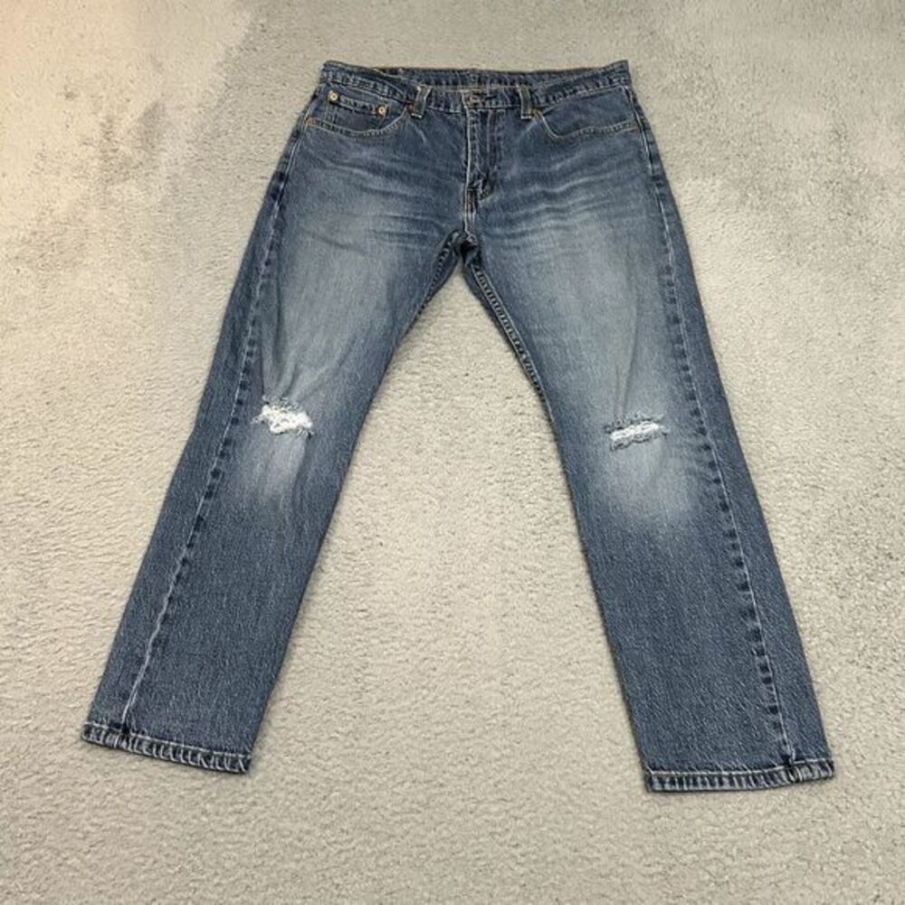 Levis Jeans Mens 33x30 Blue Denim 502 Slim Tapered American‎ Stretch Medium Wash